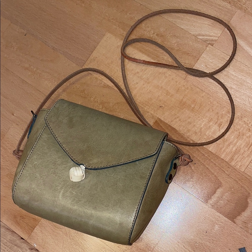 Sage Green Minimalist Crossbody Leather Bag 💚